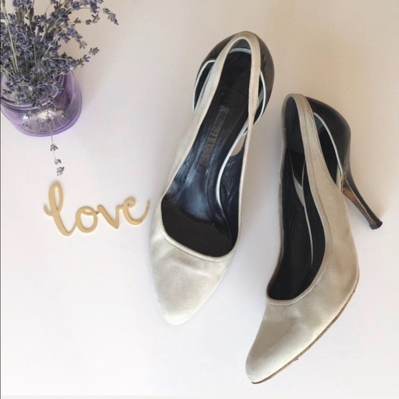 Narciso Rodriguez White And Black Suede Heels Size 40 - Picture 1 of 13